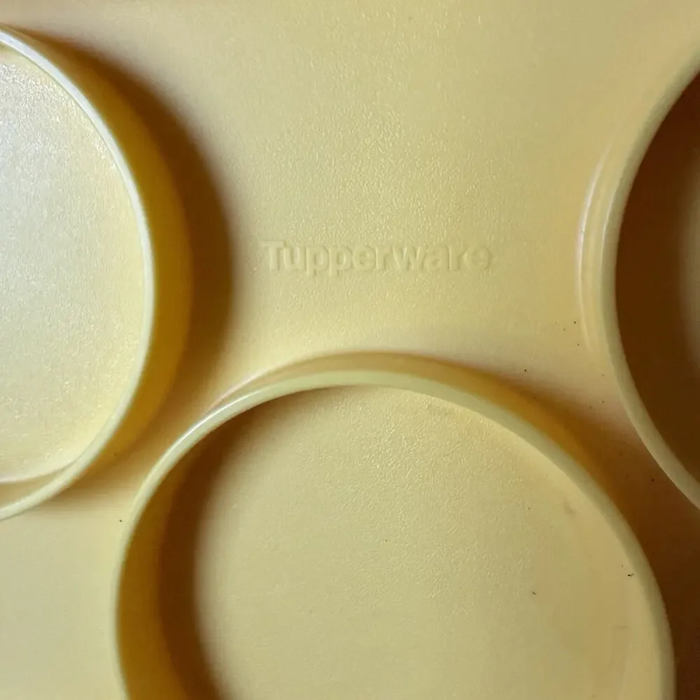 Vtg‎ TUPPERWARE Reversible Cake & 18 Cupcake BAKE N TAKE Carrier #3861A YELLOW